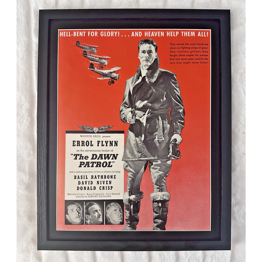 Framed 1939 Magazine Movie Ad The Dawn Patrol Errol Flynn WW1 Aviation Drama
